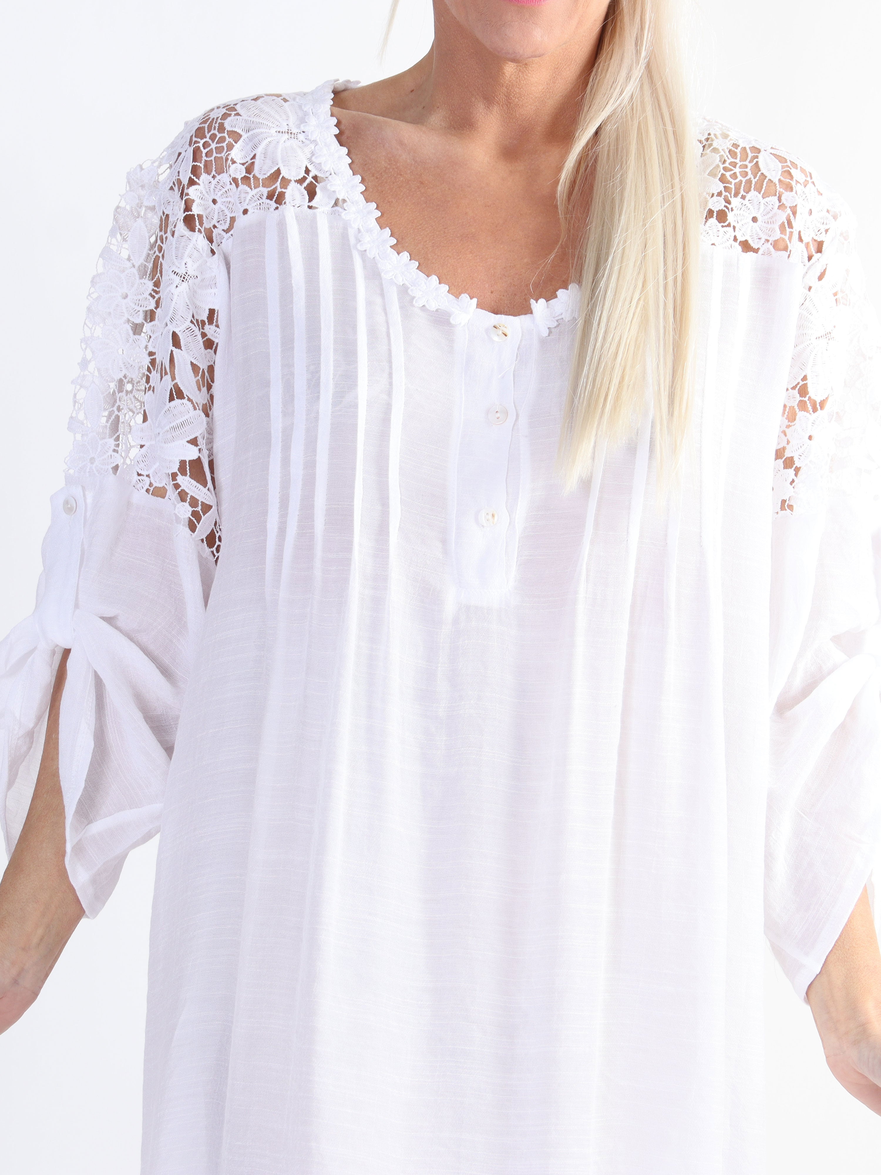 Juliette - Plus size tunika i bomuldsblanding med broderinger